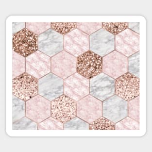 Rose gold dreaming - marble hexagons Sticker